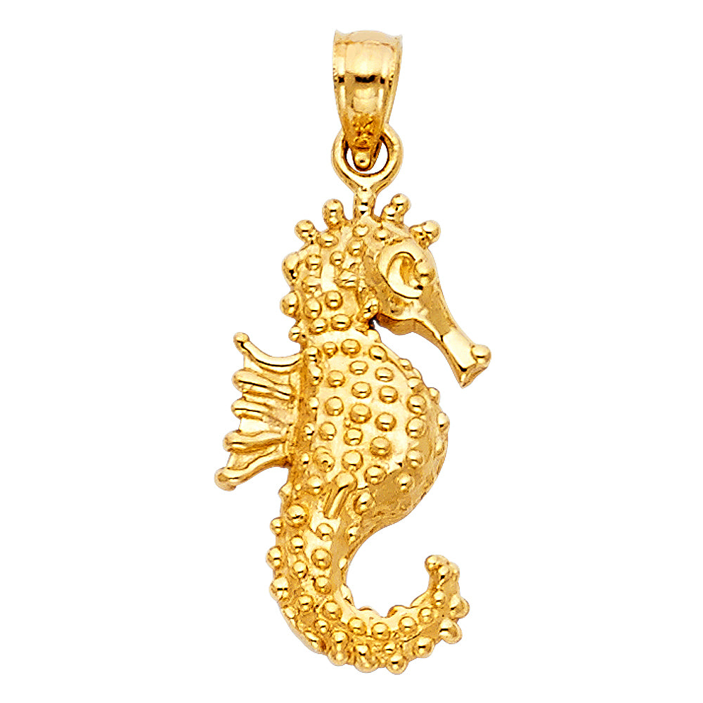 14k Yellow Gold Sea Monster Pets Seahorse Pendant Sea Horse Mangroves Charm