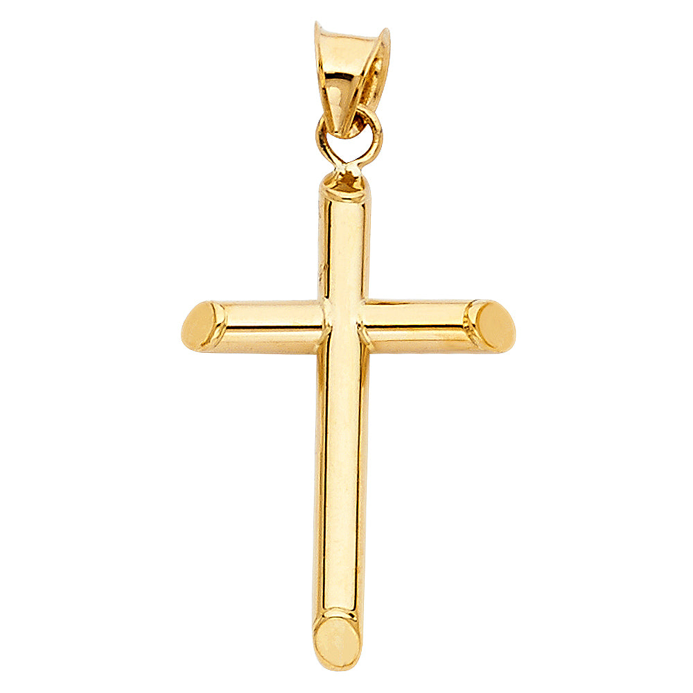 14k Yellow Gold Classic Christian Symbol Pendant Cross Elegant Shiny Charm