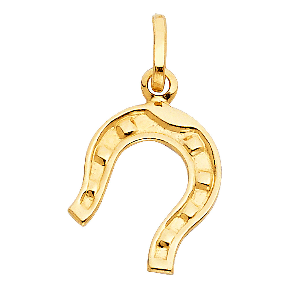 14k Yellow Gold Simple Horseshoe Pendant Charm