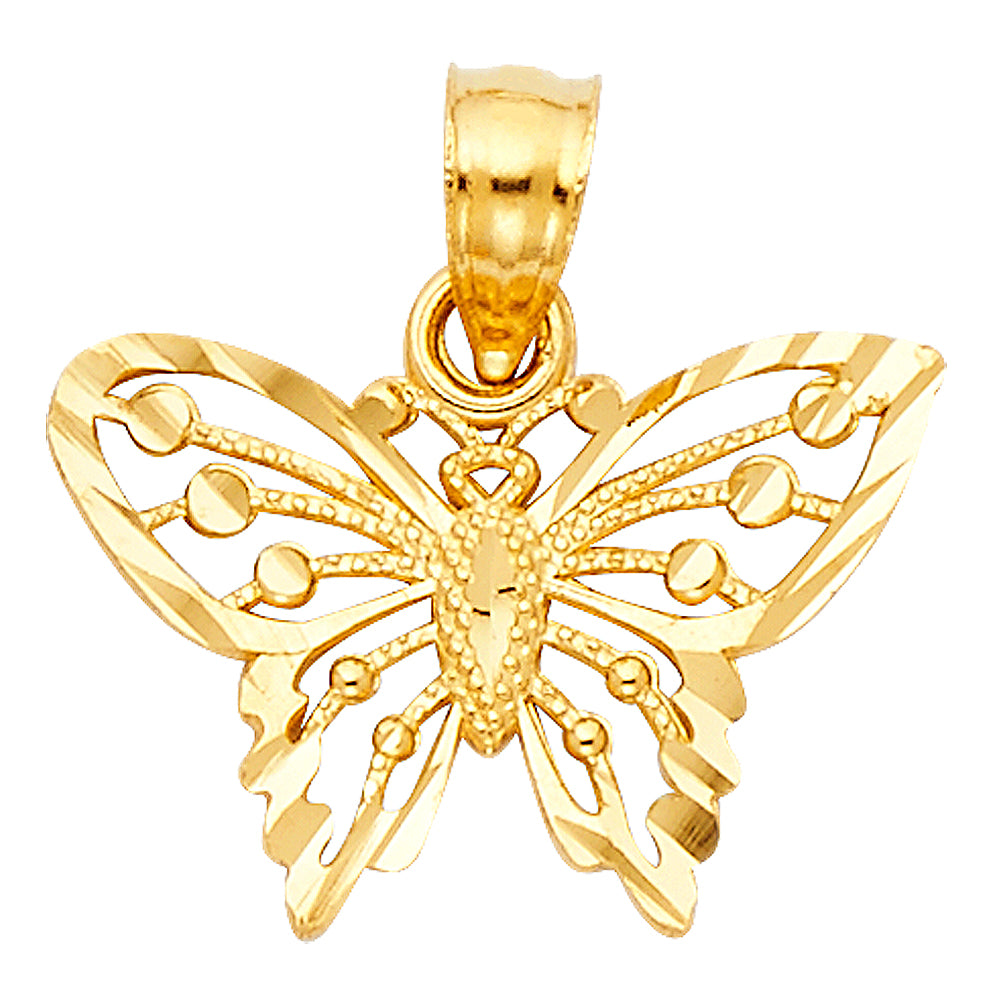 14k Yellow Gold Inspirational Gift Monarch Butterfly Pendant Charm