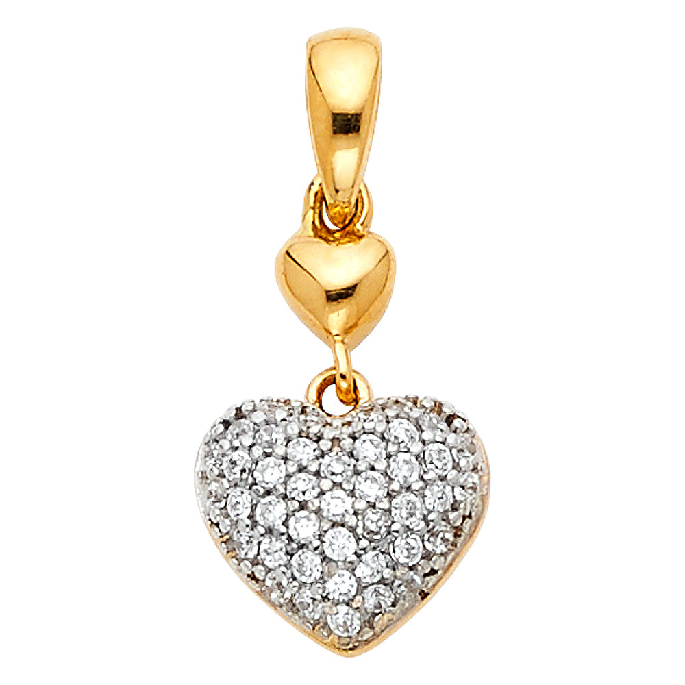14k Yellow Gold Dazzling Design Sparkling Heart for Loved One Pendant Charm