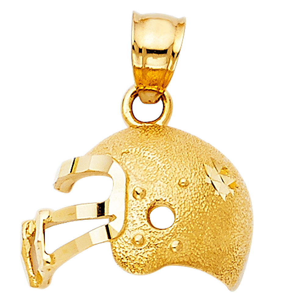 14k Yellow Gold Football Helmet Pendant Team Sports Athlete Fashion Charm