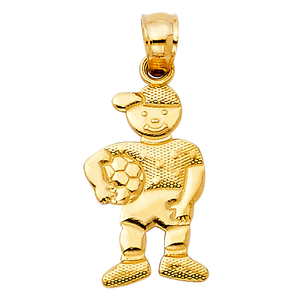 14k Yellow Gold High Polished Soccer Ball Pendant Football Athlete Charm