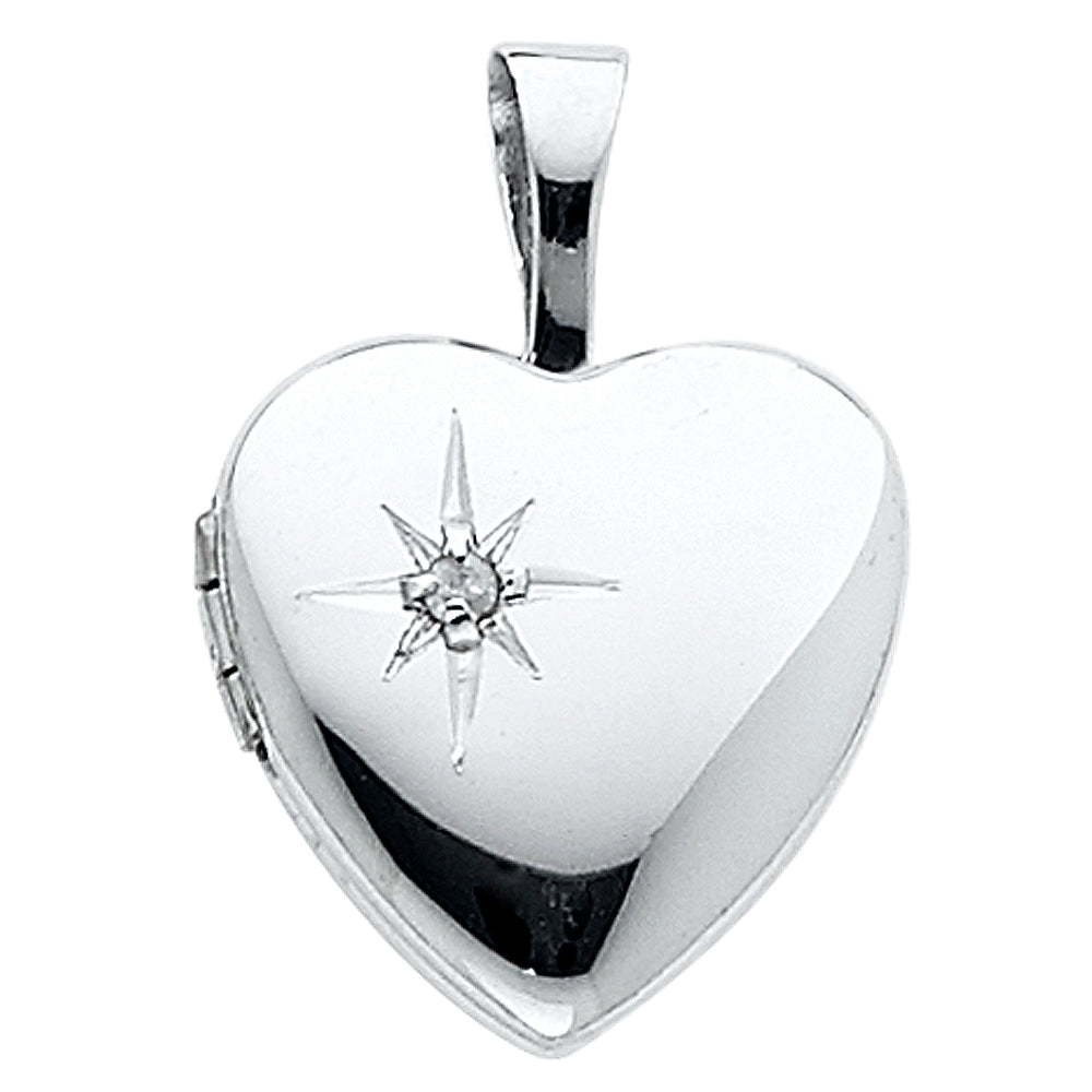 14k Yellow Gold Always And Forever Heart Shaped Locket Pendant Sparkling Charm