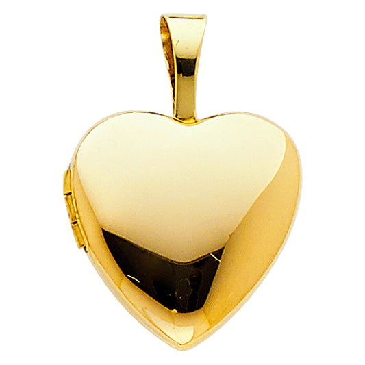 14k Yellow Gold Cute Birthday Gift Lightweight Heart Locket Pendant Sister Charm