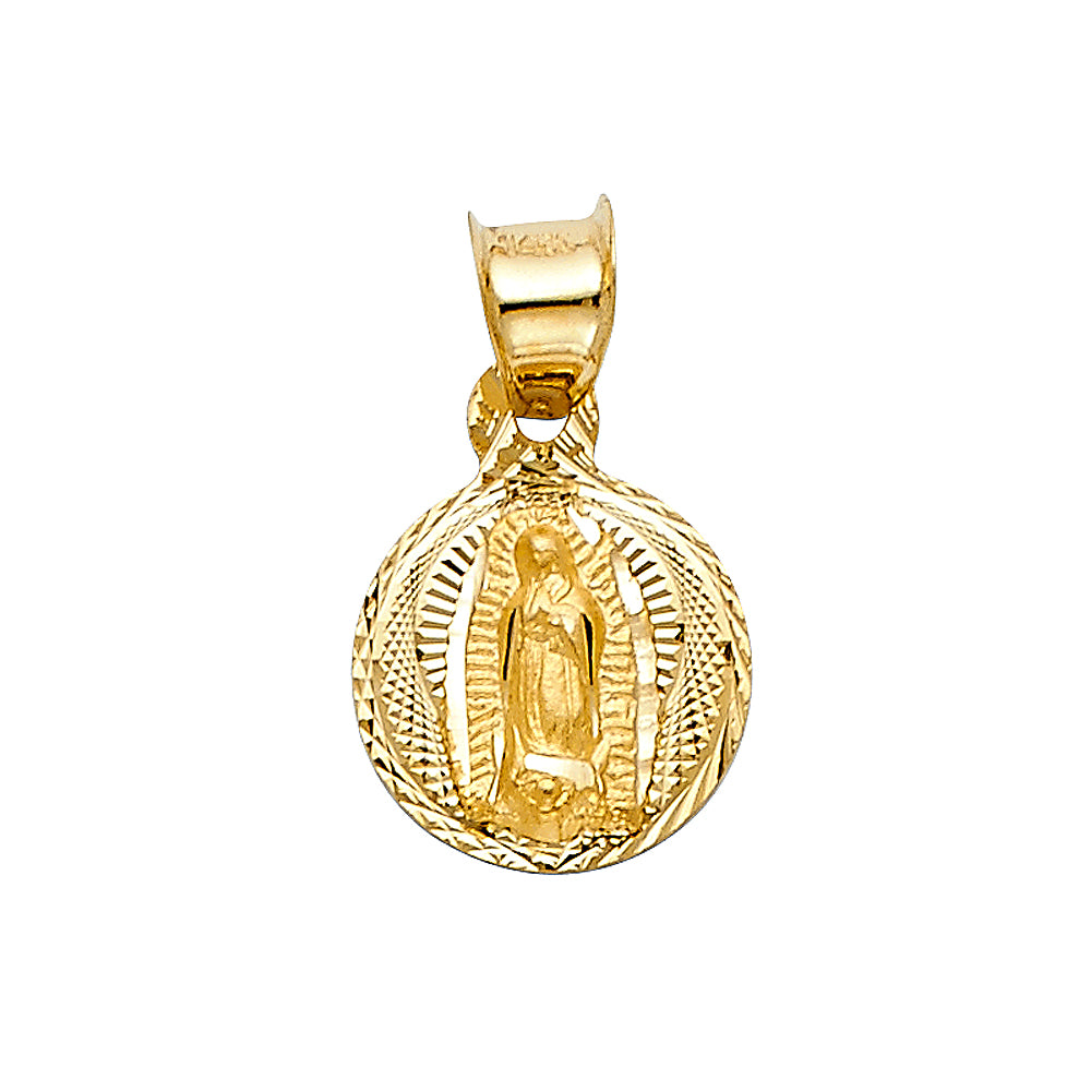 14k Yellow Gold Our Lady of Guadalupe Pendant God Virgin Mary Christian Charm