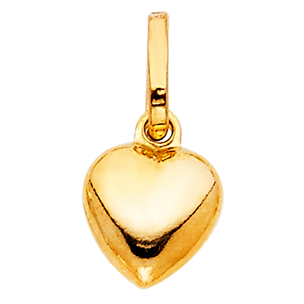 14k Yellow Gold Puffed Heart Pendant Pretty Chic Love Fashion Polished Charm