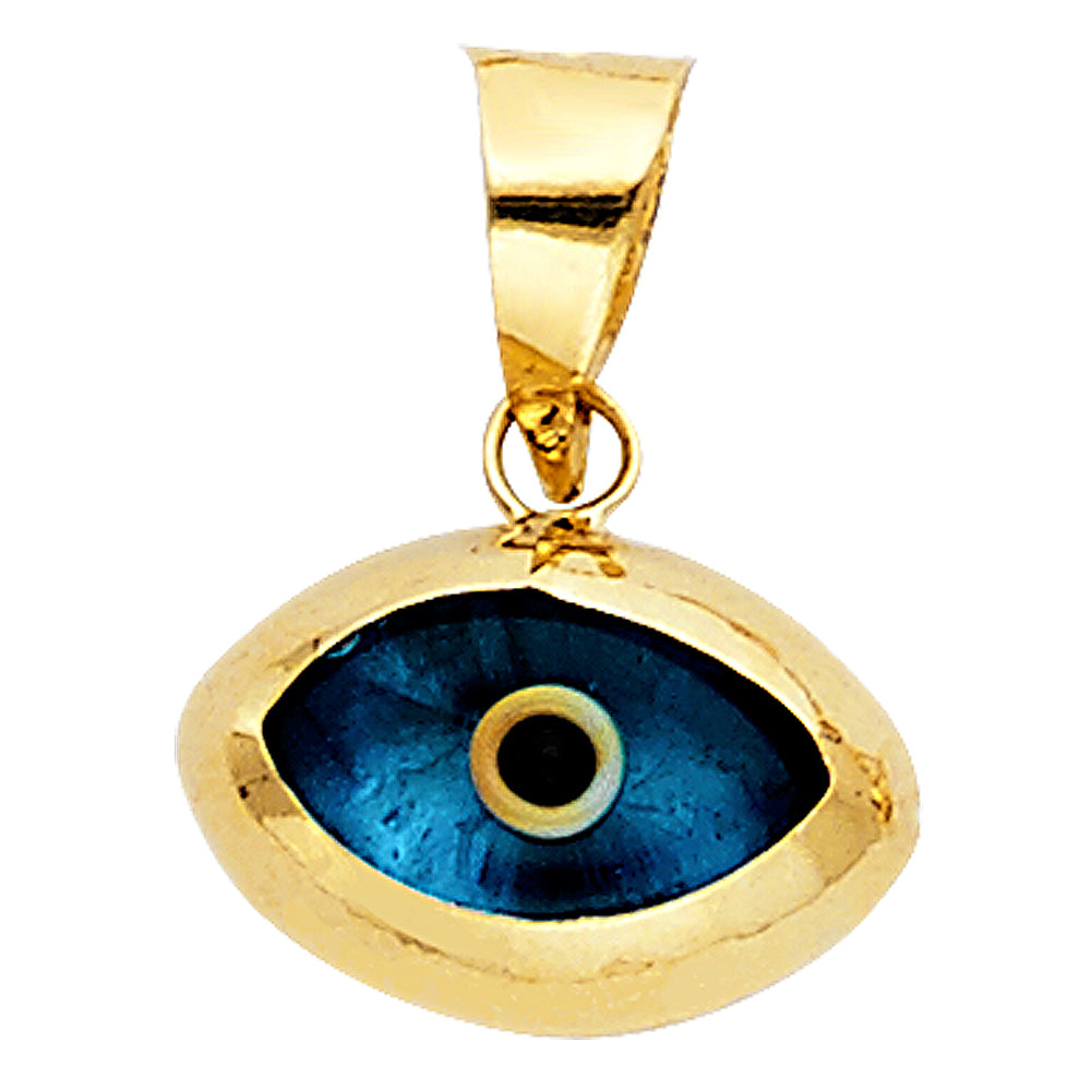 14k Yellow Gold Egyptian Blue Evil Eye Pendant Legend Always Watching Charm