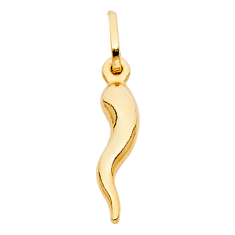 14k Yellow Gold Cornicello Italian Horn Pendant Cute Cornetto Little Horn Charm