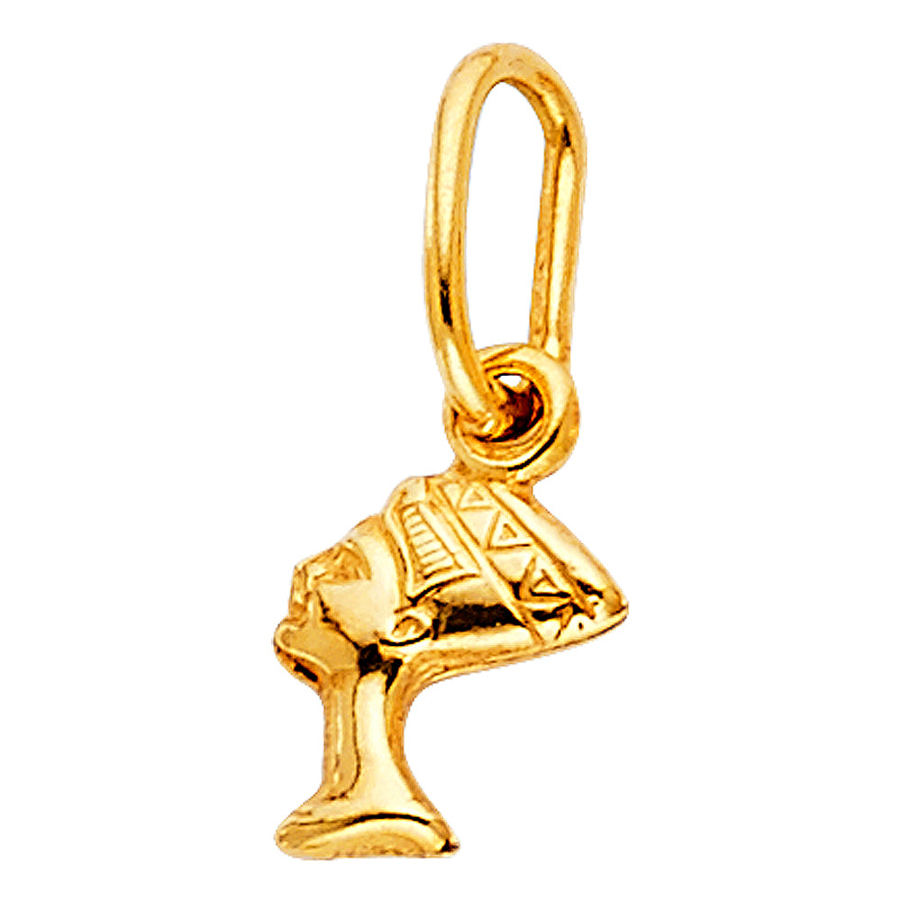 14k Yellow Gold Egyptian Pharaoh Queen Nefertiti Pendant Ancient Egypt Charm