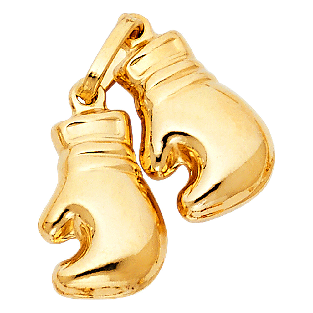 14k Yellow Gold Classic Pair of Punching Mitts Boxing Gloves Pendant Charm