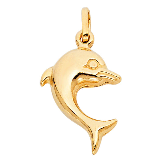 14k Yellow Gold Spinner Dolphin Pendant Fertility Ocean Beach Nautical Charm