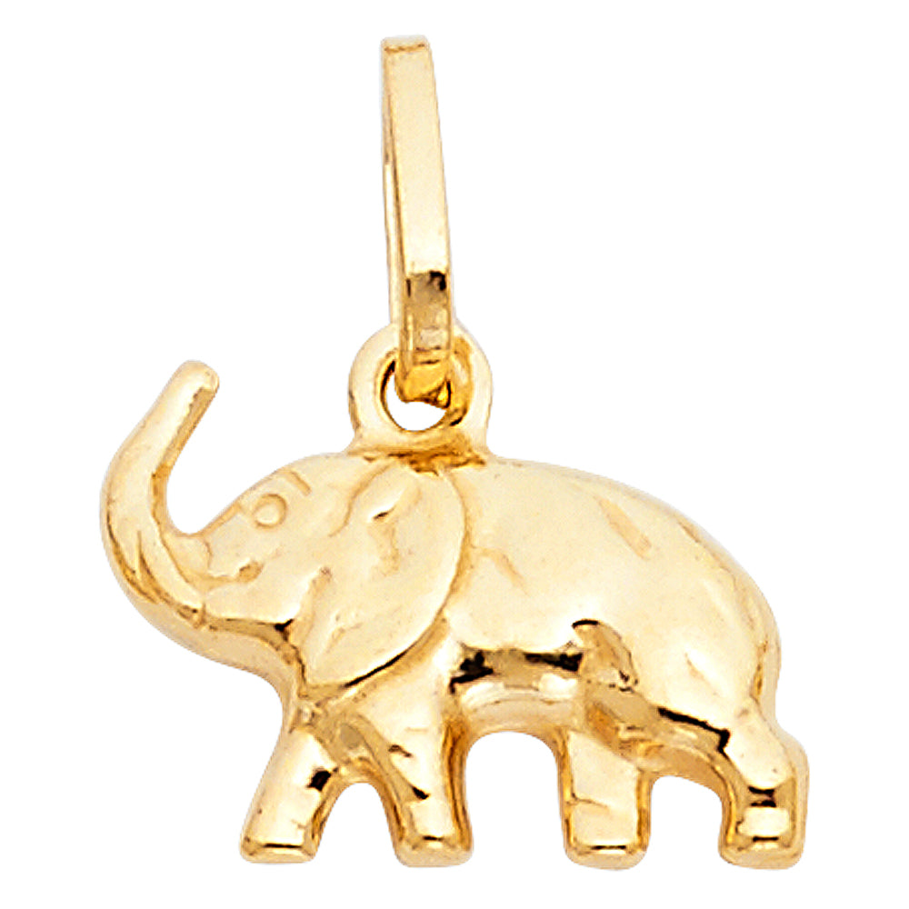 14k Yellow Gold Good Luck Elephant Vintage Pendant Cute Fashion Charm
