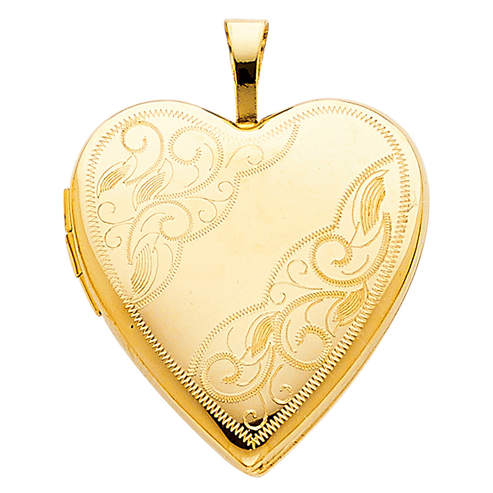 14k Yellow Gold Charming Anniversary Gift Elegant Heart Locket Pendant