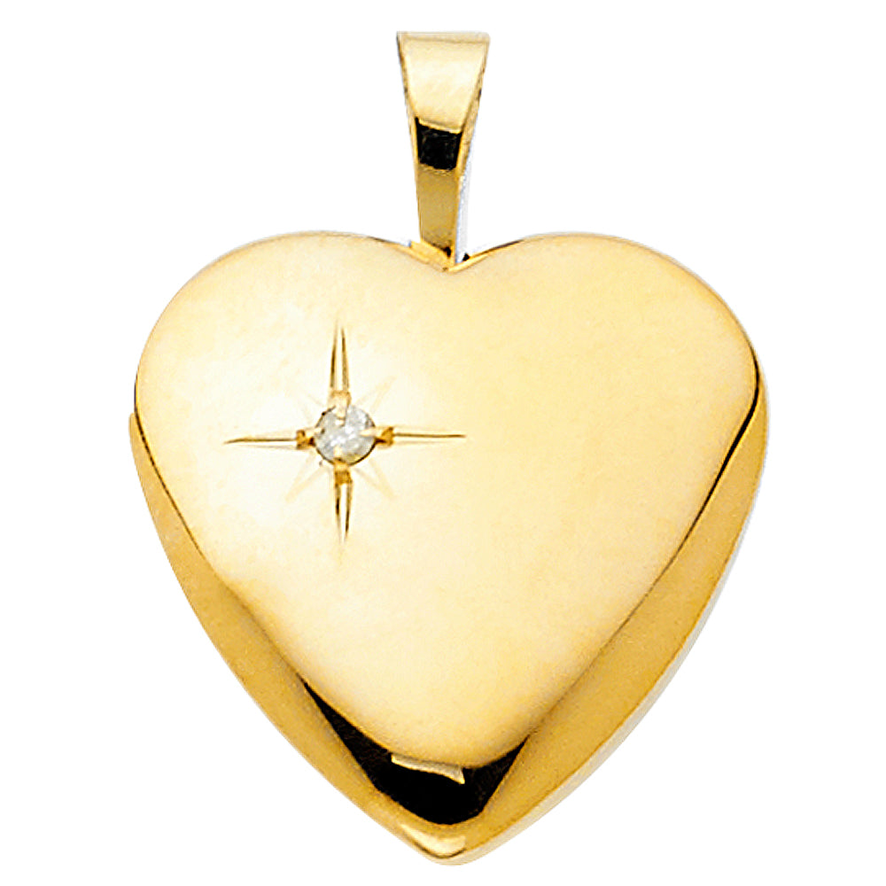 14k Yellow Gold Sparkling Anniversary Gift Stunning Heart Locket Pendant Charm