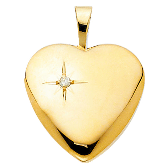 14k Yellow Gold Sparkling Anniversary Gift Stunning Heart Locket Pendant Charm