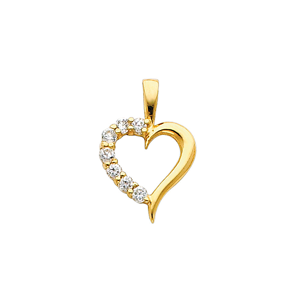 14k Yellow Gold Eternal Love Heart Pendant Clear CZ Vintage Fashion Charm