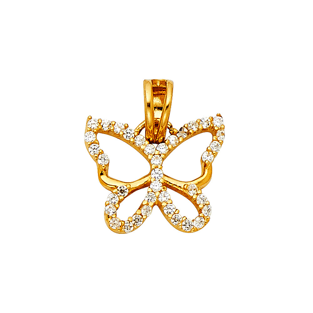 14k Yellow Gold Playful Monarch Butterfly Pendant Gentle Birthday Present Charm