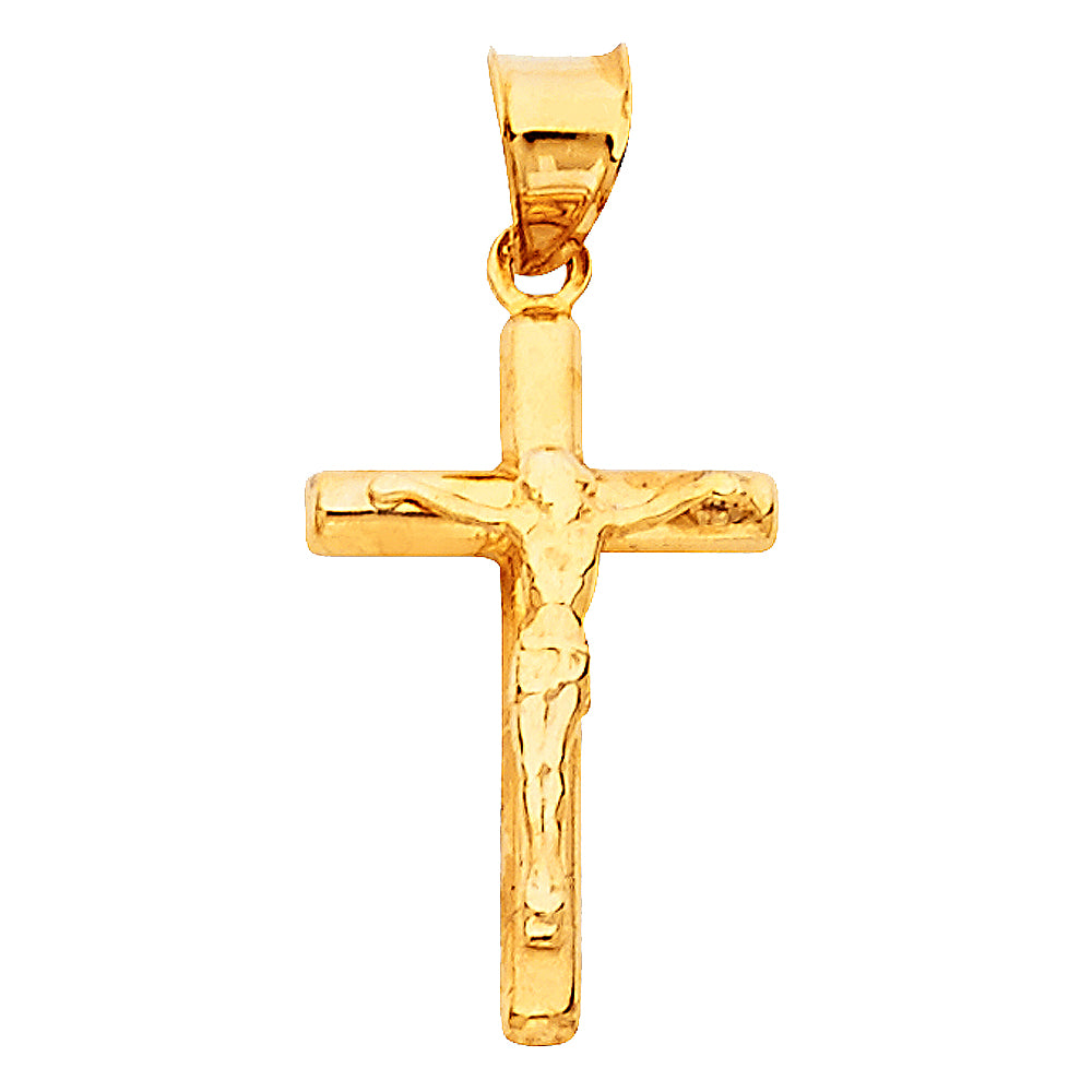 14k Yellow Gold Holy Sacrament Gift Jesus Christian Crucifix Cross Pendant Charm