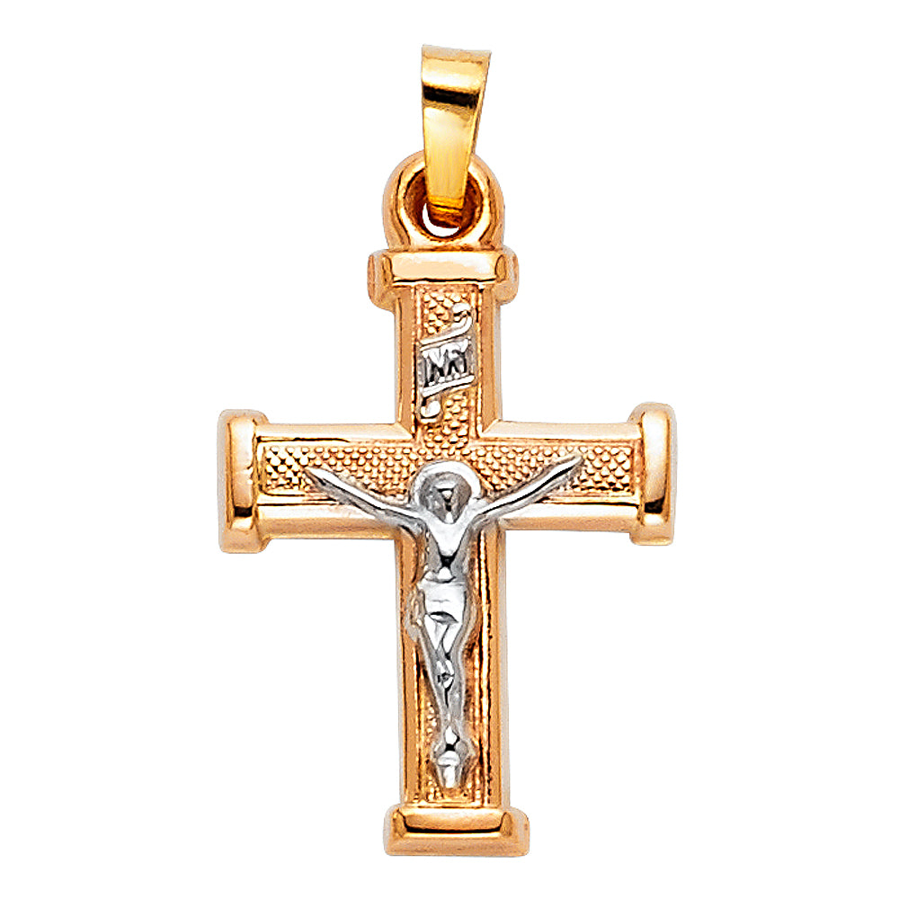 14k Yellow Gold Precision-Cut Orthodox Crucifix Cross Pendant Prophet King Charm