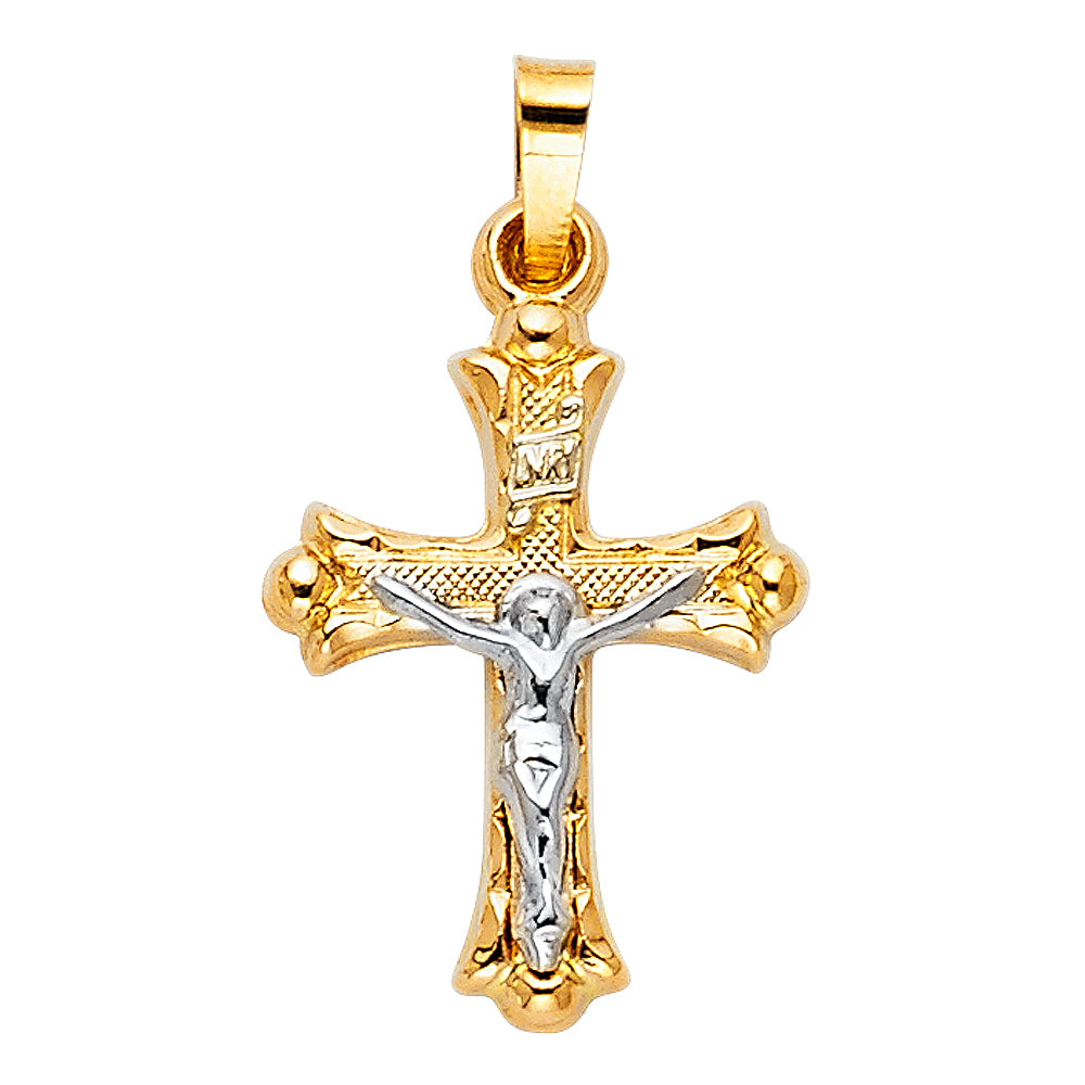 14k Yellow Gold Jesus Christ Crucified Crucifix Cross of Golgotha Pendant Charm