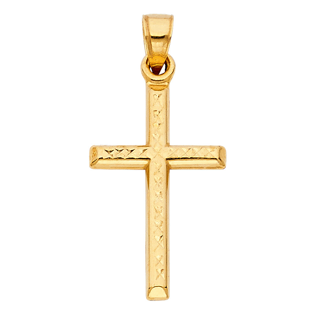 14k Yellow Gold Christian Precision-Cut Holy Cross Pendant Faith Bible Charm