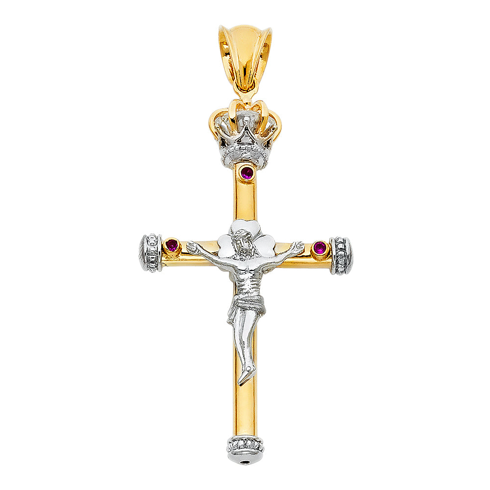 14k Two-Color Gold Christ Defeating Death on the Cross Pendant Resurrected Charm