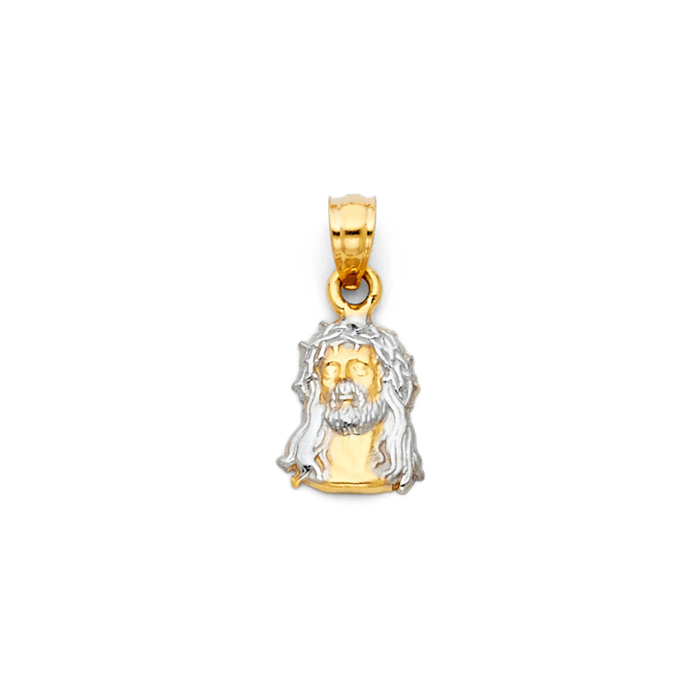 14k Two-Color Gold Jesus Pendant Crown of Thorns Catholic Christian God Charm
