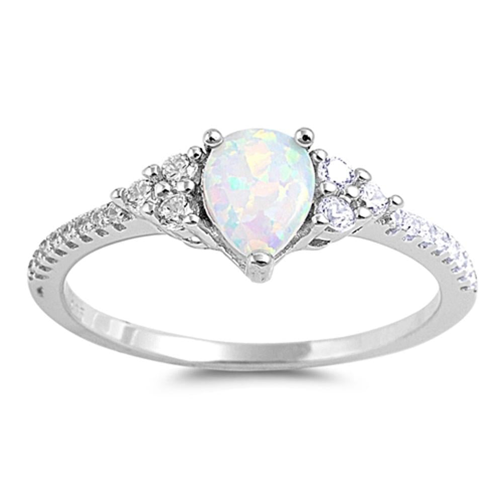 Vintage Style White Lab Opal Ring .925 Sterling Silver Sizes 4-12