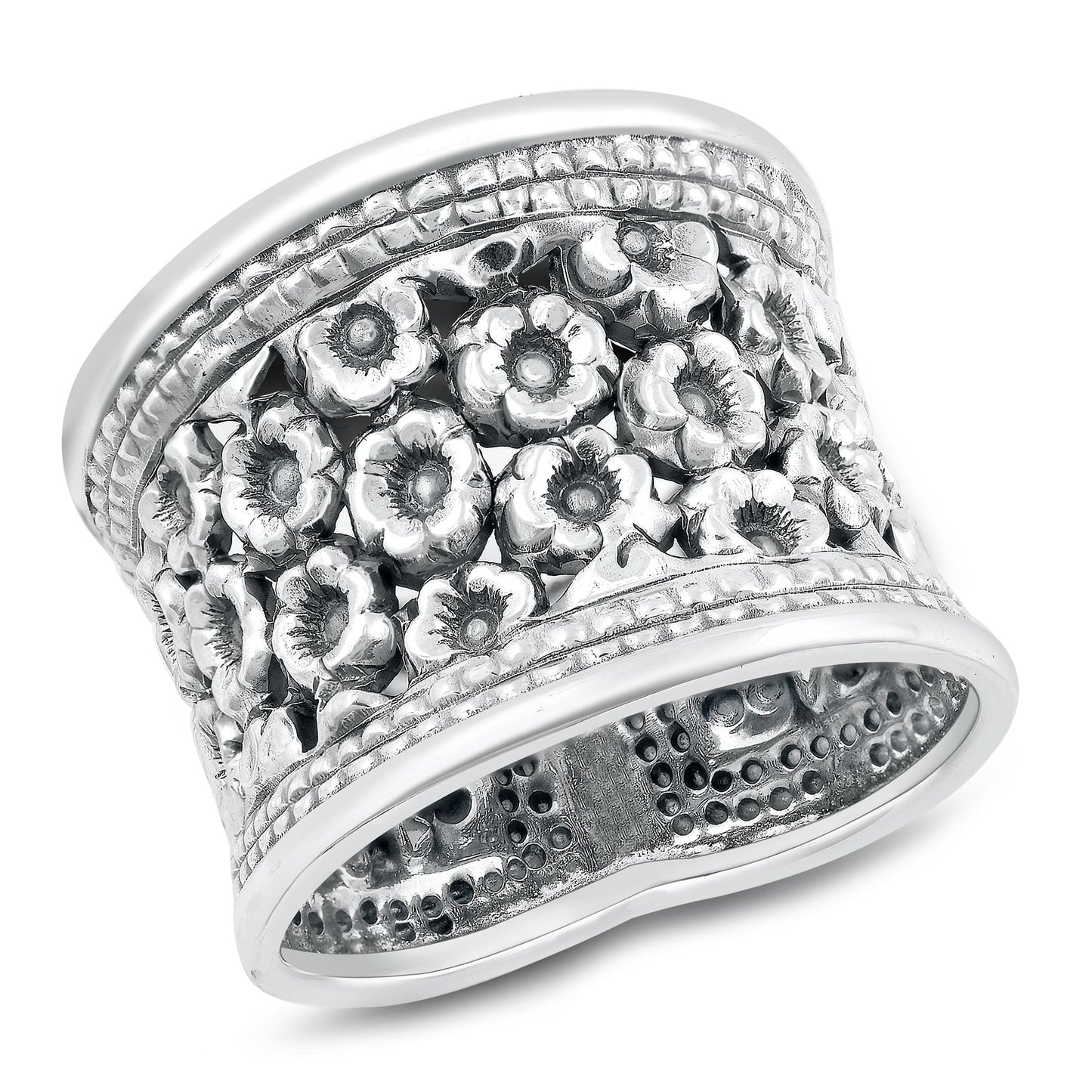Sterling Silver Bali Flower Ring