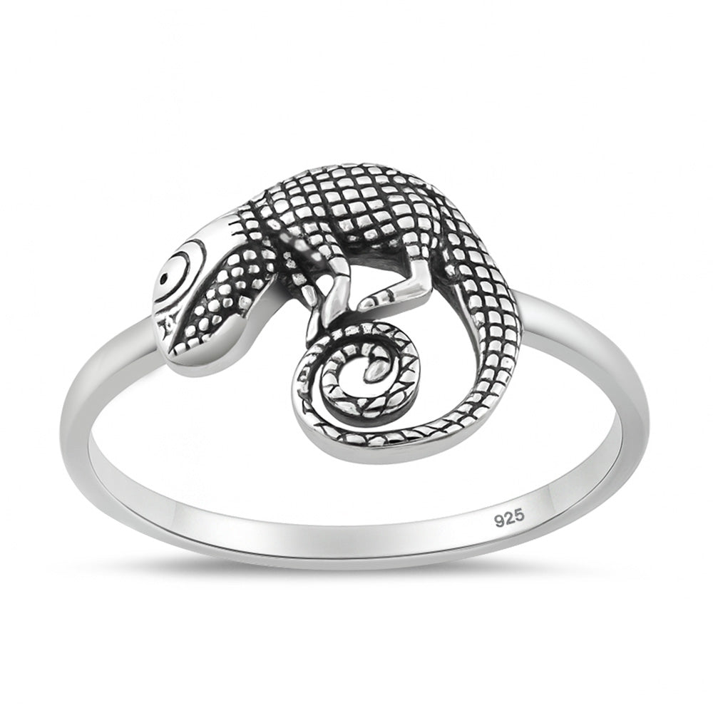 Sterling Silver Chameleon Lizard Ring