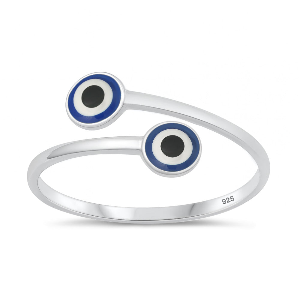 Sterling Silver Adjustable Evil Eye Ring
