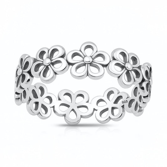 Sterling Silver Flower Eternity Ring