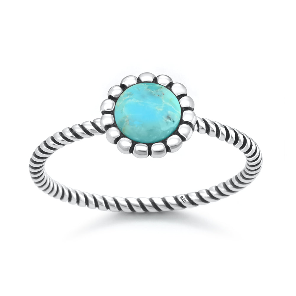 Sterling Silver Turquoise Flower Bud Ring