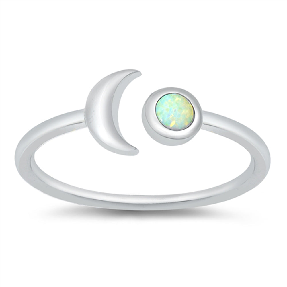 Crescent Moon Sun Celestial .925 Sterling Silver Band Sizes 4-12