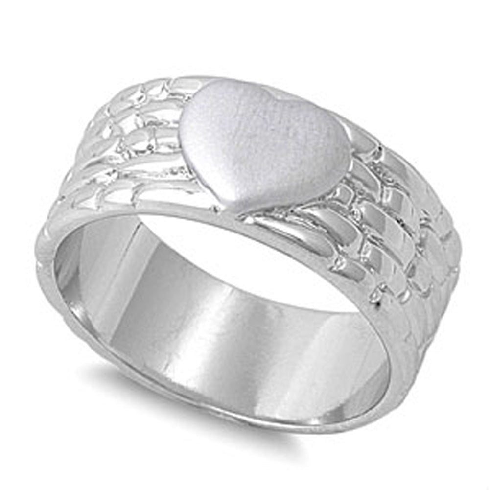 Women's Heart Love Shiny Promise Ring New .925 Sterling Silver Band Sizes 5-10