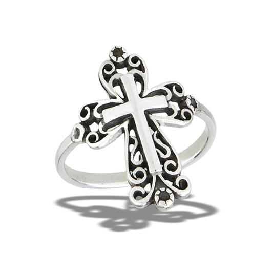 Sterling Silver Filigree Cross Ring