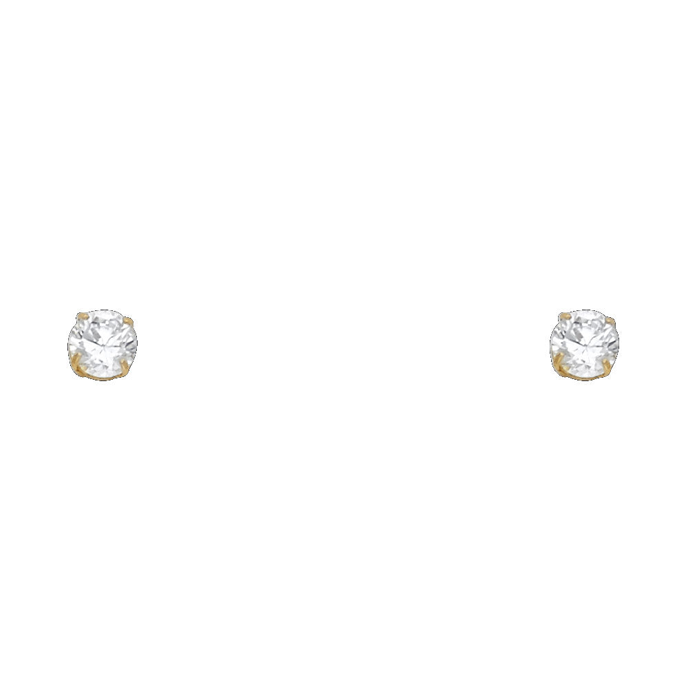 14k Yellow Gold Simple Round Post Stud Classic Fashion Earrings
