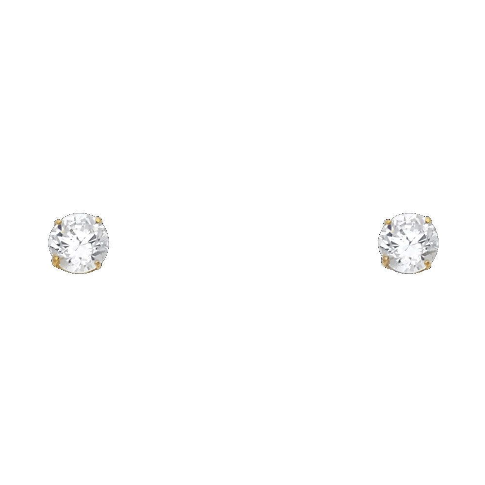 14k Yellow Gold Simple Circle Classic Stud Plain Fashion Earrings