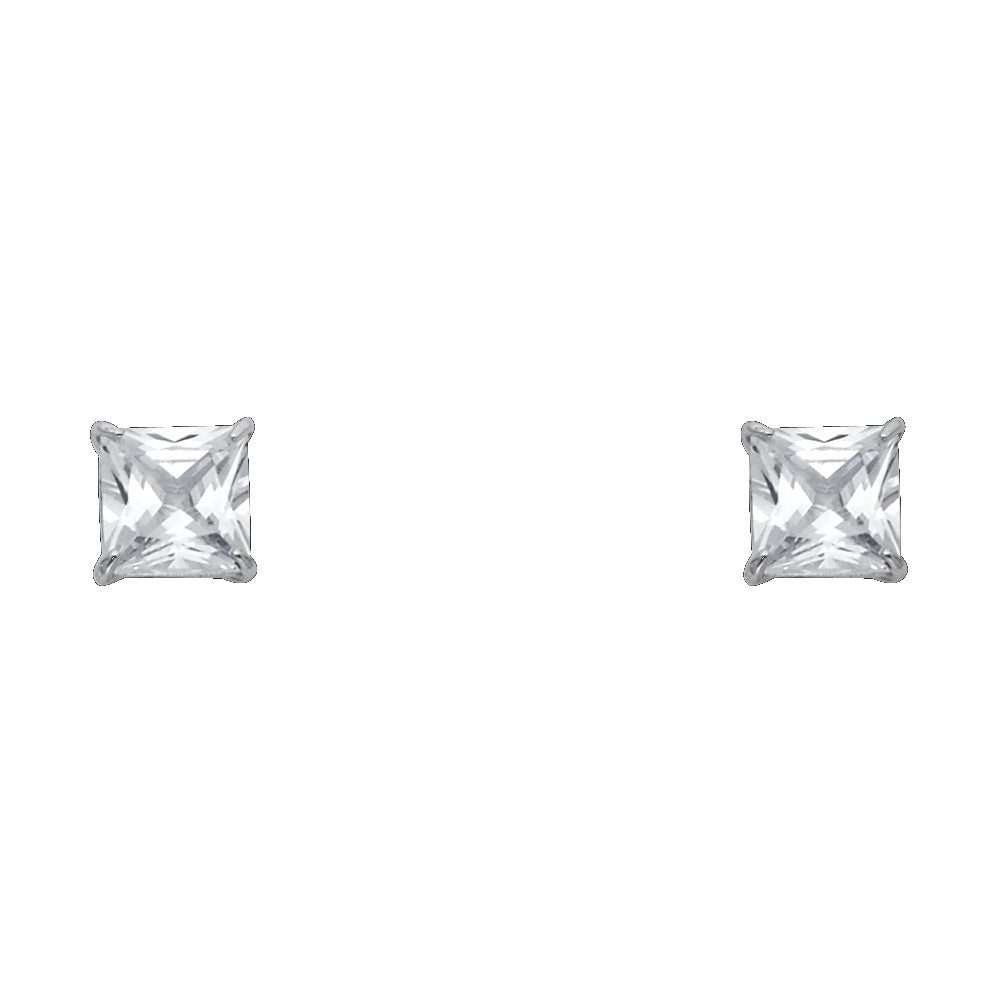 14k White Gold Simple Square Stud Fashion Modern Plain Earrings