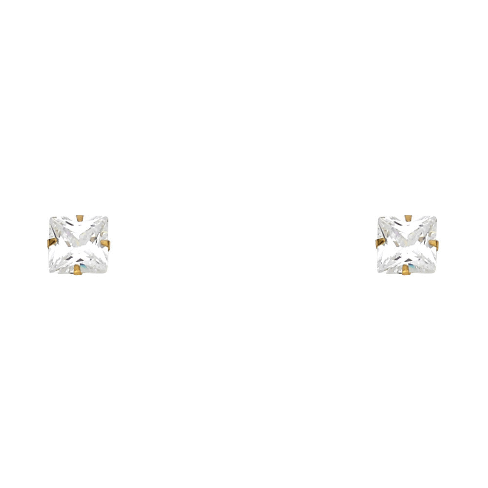 14k Yellow Gold Simple Square Stud Elegant Fashion Earrings