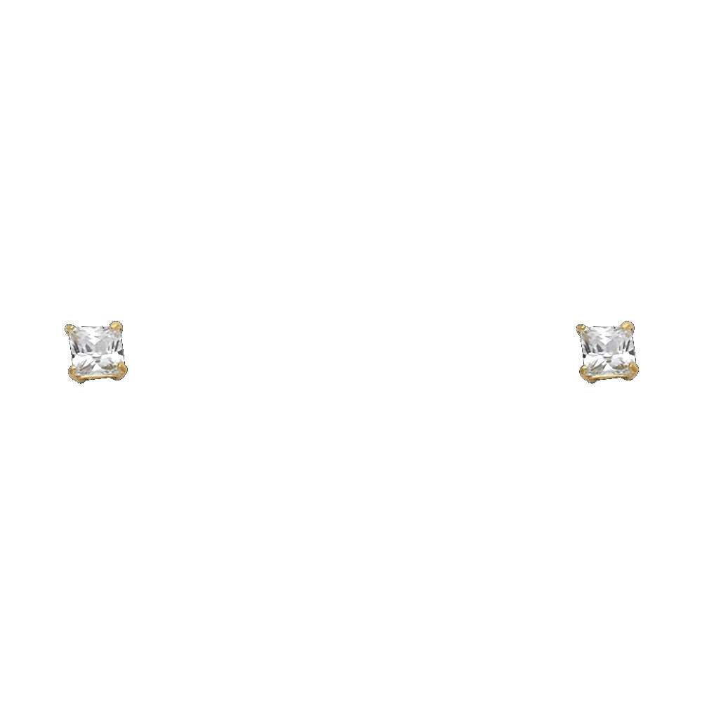 14k Yellow Gold Simple Square Stud Classic Earrings