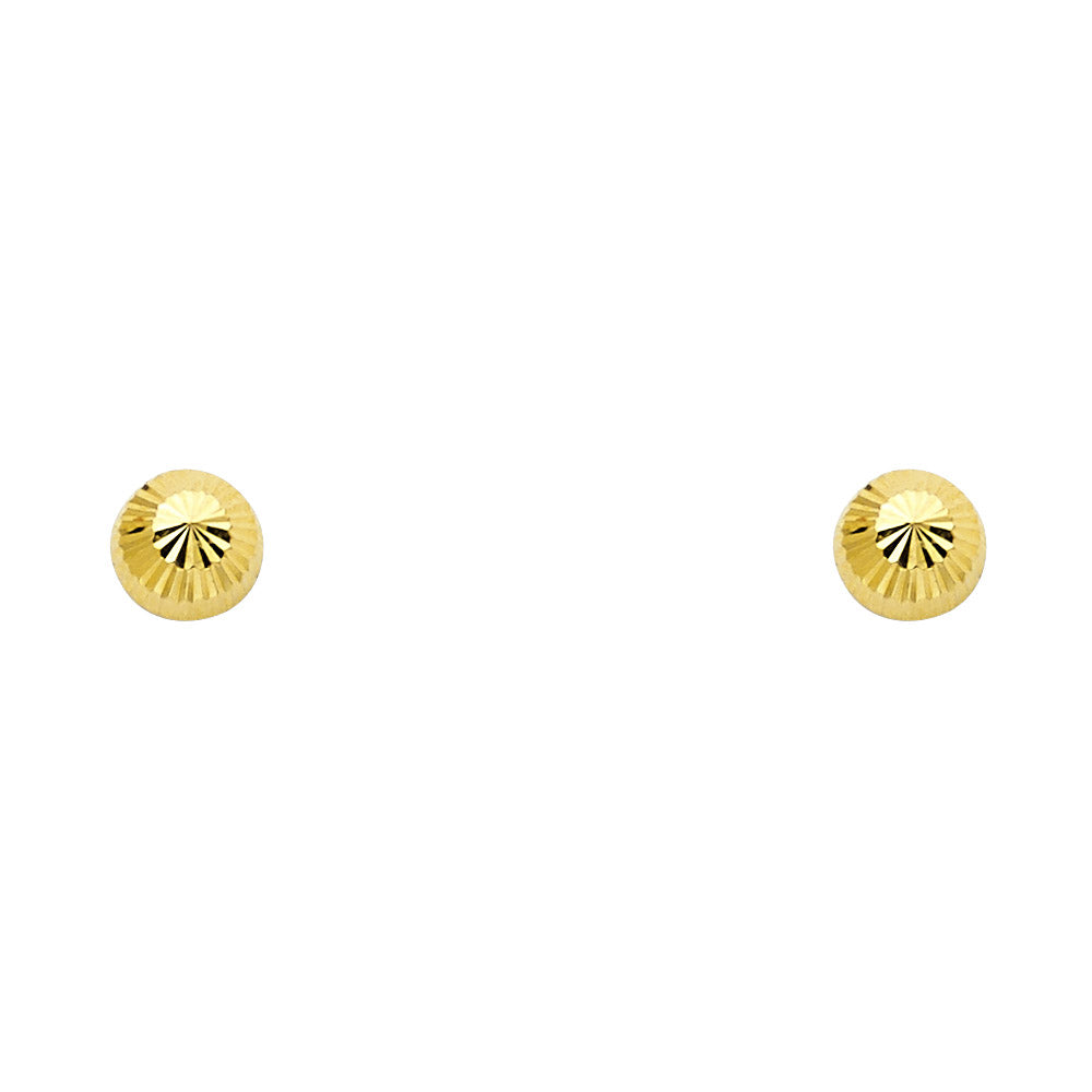 14k Yellow Gold Simple Half Circle Stud Round Polished Screw Back Earrings