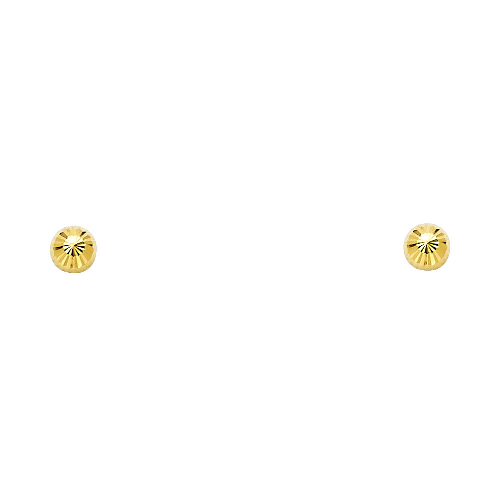 14k Yellow Gold Simple Plain Semi Circle Stud Half Ball Screw Back Earrings