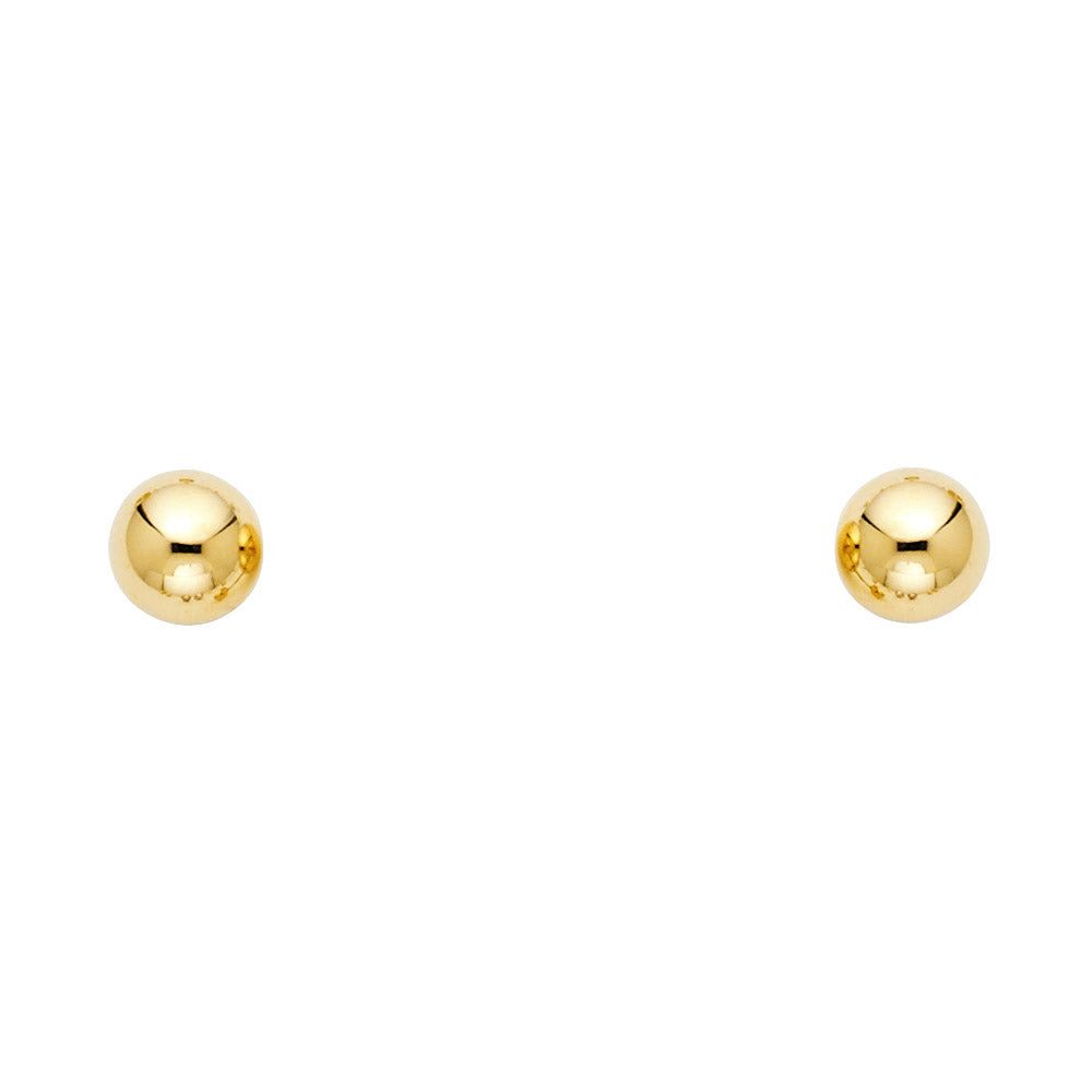 14k Yellow Gold Traditional High Polish Ball Stud Sphere Screw Back Earrings