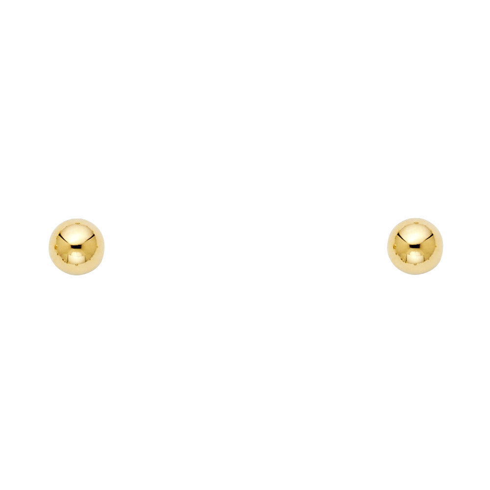 14k Yellow Gold Simple High Polish Ball Stud Classic Traditional Round Earrings