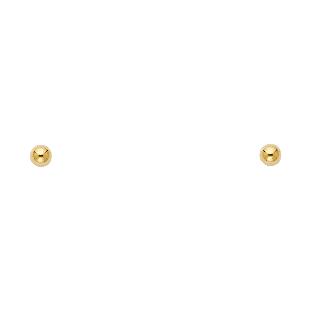 14k Yellow Gold Simple Tiny Ball Stud Sphere Cute Screw Back Fashion Earrings