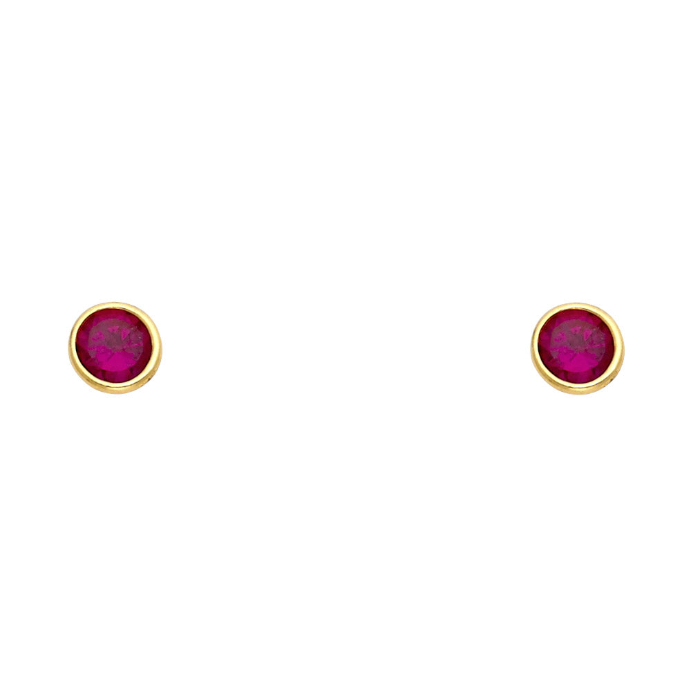 14k Yellow Gold Simple Circle Stud Elegant Modern Fashion Earrings