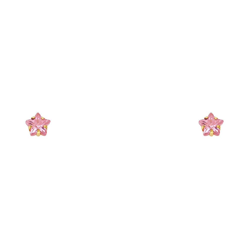 14k Yellow Gold Simple Star Stud Cute Studded Plain Fashion Earrings