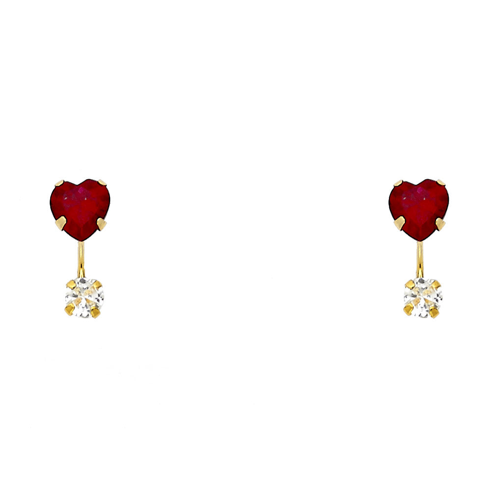 14k Yellow Gold Studded Promise Heart Stud Love Romantic Classic Earrings